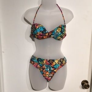 Animal print bandeau bikini